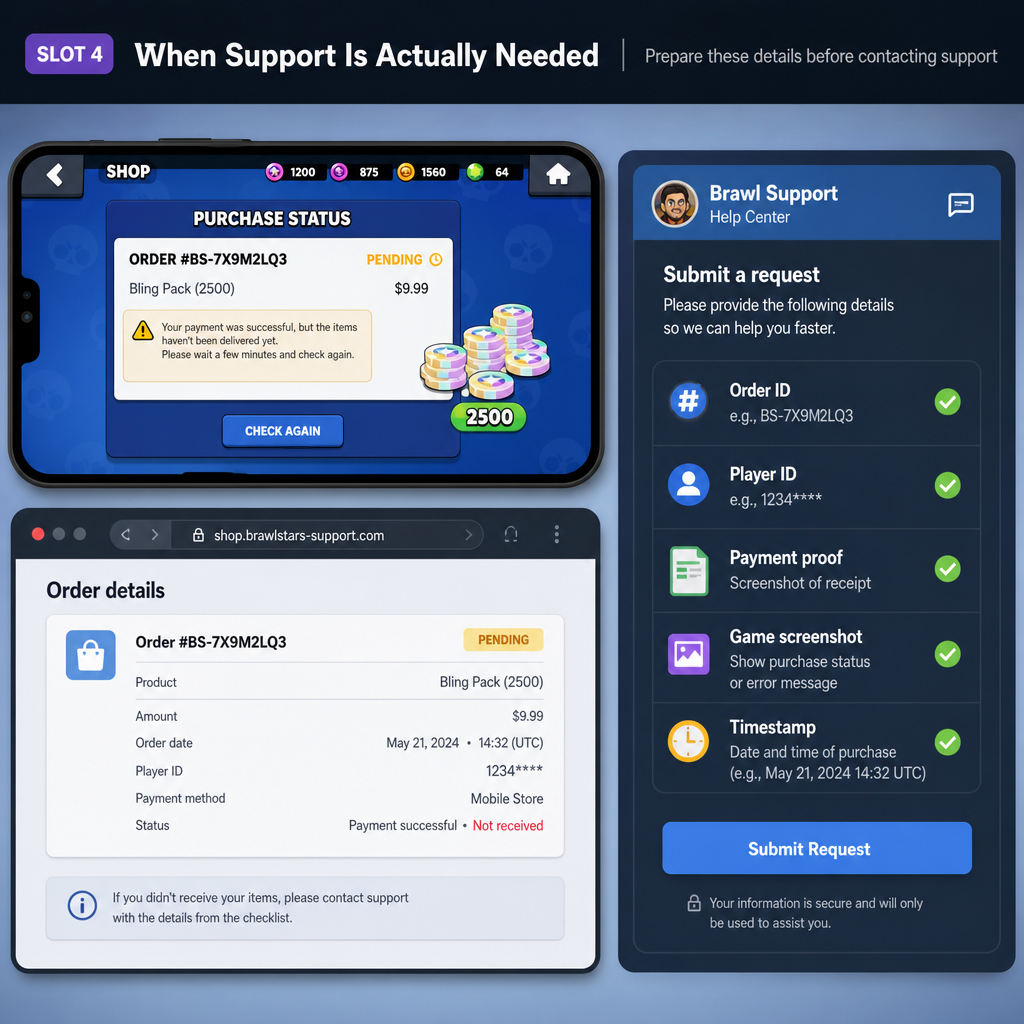 Brawl Stars support proof checklist for missing top up Brawl Stars support proof checklist for missing top up
