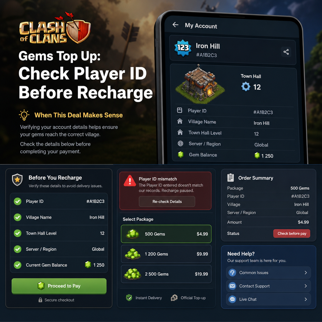 Clash of Clans player tag and village details checklist Clash of Clans player tag and village details checklist