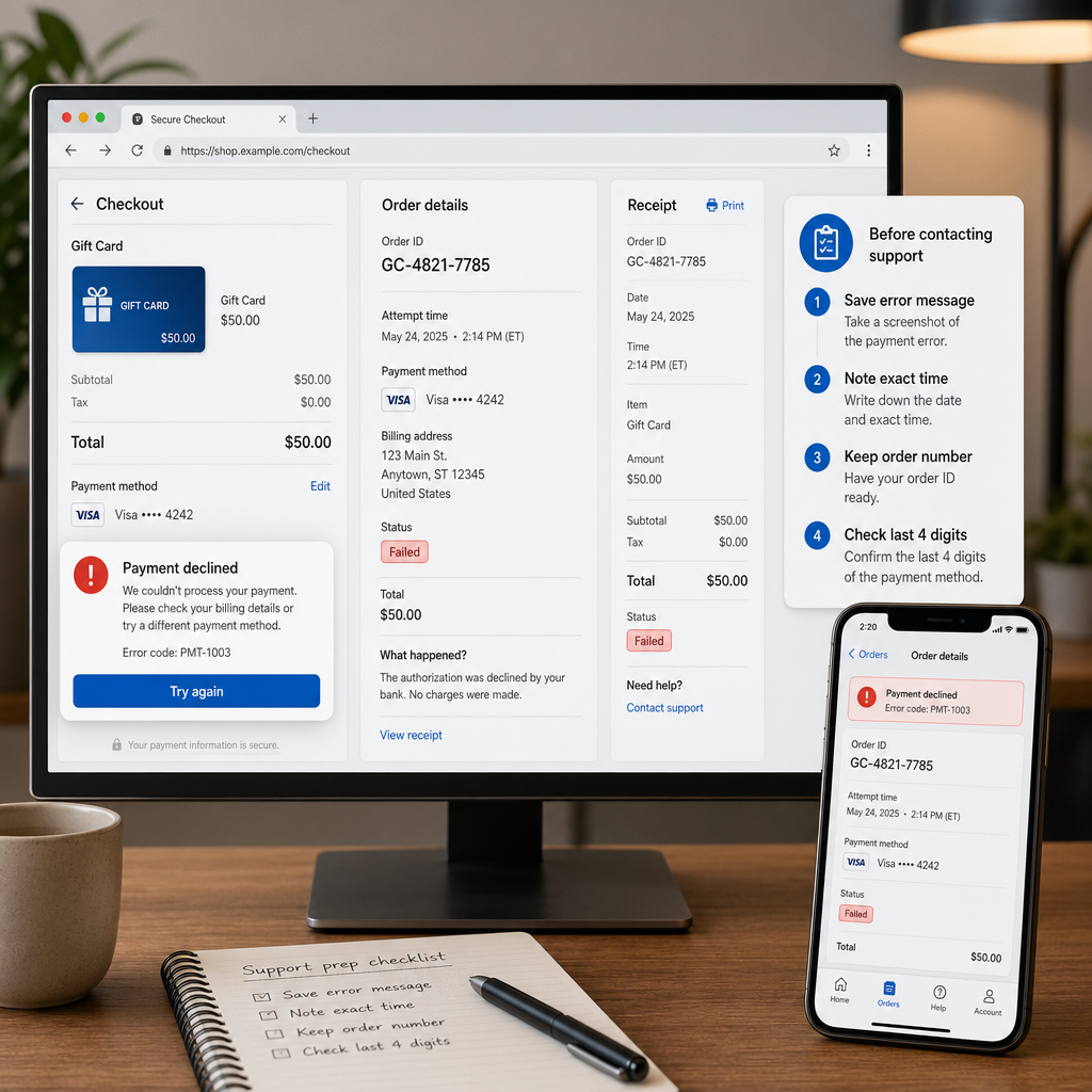 Preparing account and payment details before contacting official support Preparing account and payment details before contacting official support