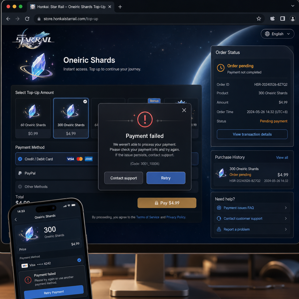 Honkai: Star Rail Oneiric Shards Payment Guide