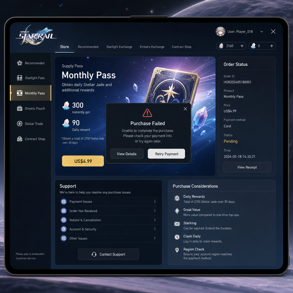 Honkai: Star Rail Monthly Pass Value and Payment Guide