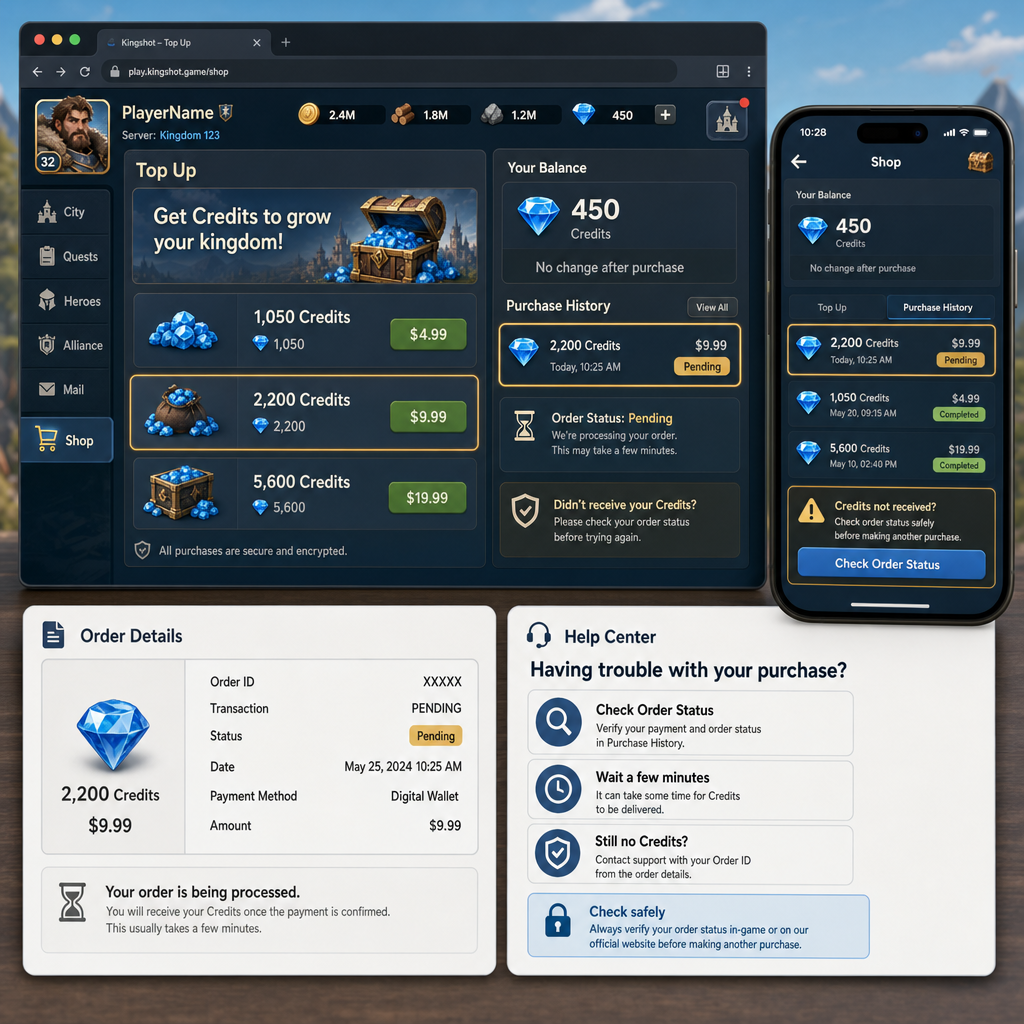 Kingshot Credits Not Received: Check Order Status Safely