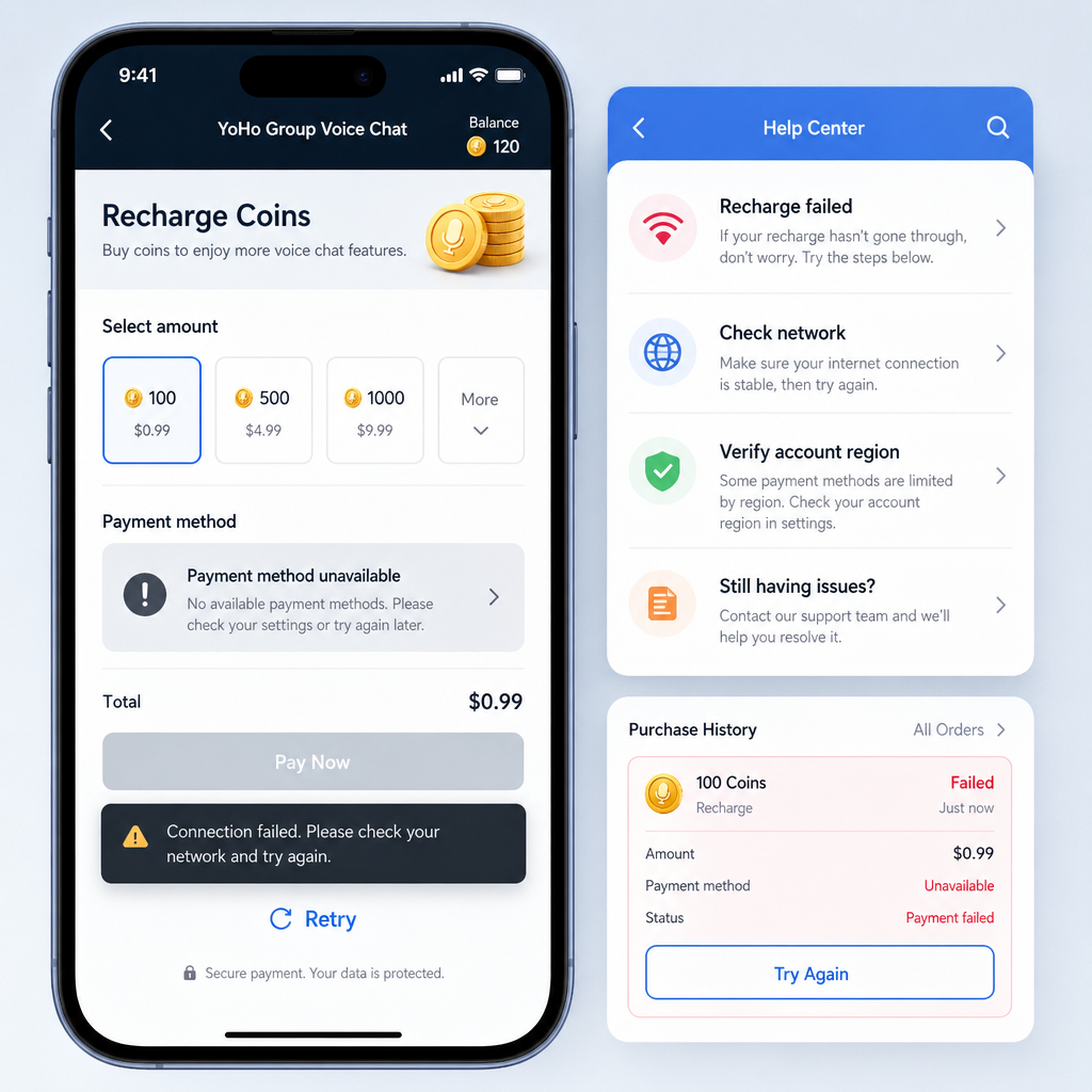 How to Fix YoHo Group Voice Chat Recharge Payment Setup Issues