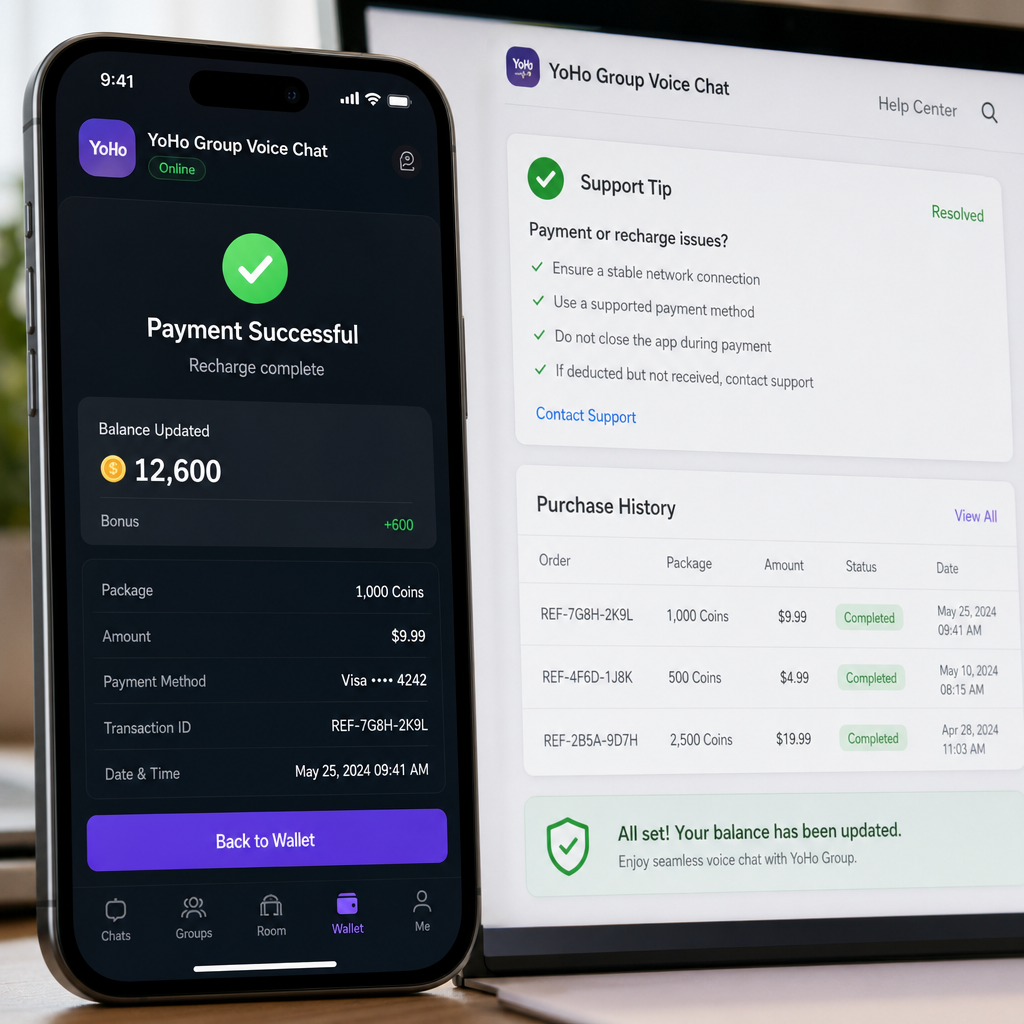 A successful recharge confirmation screen with updated app balance A successful recharge confirmation screen with updated app balance
